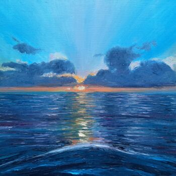 Pintura titulada "Sunset №2" por Elena Petrova, Obra de arte original, Oleo