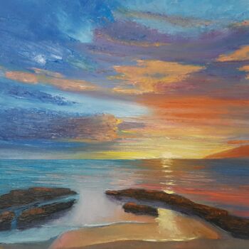 Картина под названием "Sunset №3" - Elena Petrova, Подлинное произведение искусства, Масло