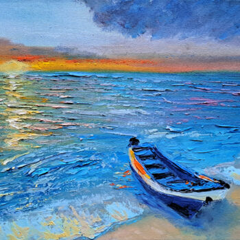 Картина под названием "Sunset №5" - Elena Petrova, Подлинное произведение искусства, Масло
