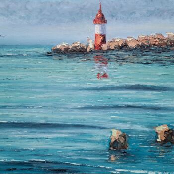 Painting titled "Lighthouse №2" by Elena Petrova, Original Artwork, Oil
