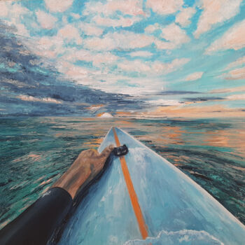Pittura intitolato "On the wave. Art an…" da Elena Petrova, Opera d'arte originale, Olio