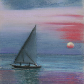 Disegno intitolato "Sea №14(Pastel)" da Elena Petrova, Opera d'arte originale, Pastello