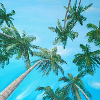 Peinture intitulée "Palm trees №4" par Elena Petrova, Œuvre d'art originale, Huile