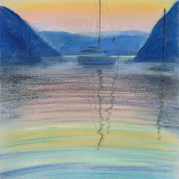 Drawing titled "Sea №27(Pastel)" by Elena Petrova, Original Artwork, Pastel