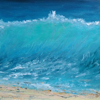 Pittura intitolato "Turquoise wave №4" da Elena Petrova, Opera d'arte originale, Olio