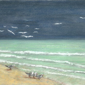 Drawing titled "Sea №34(Pastel)" by Elena Petrova, Original Artwork, Pastel