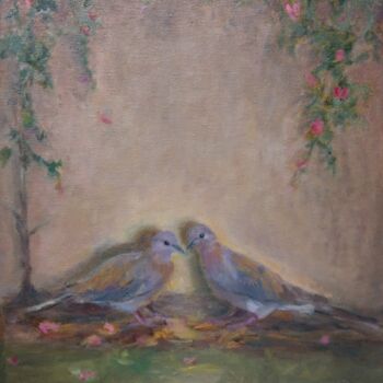Painting titled "Tenderness" by Elena Petrova, Original Artwork, Oil Mounted on Wood Stretcher frame