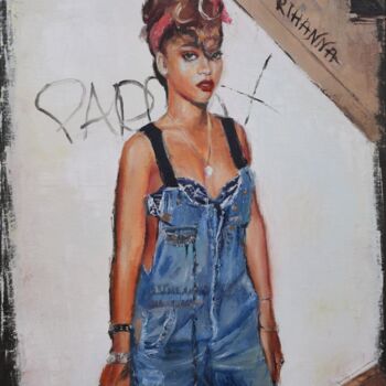 Schilderij getiteld "Rihanna" door Elena Petrova, Origineel Kunstwerk, Olie