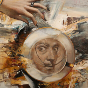 Картина под названием "Кофе с Дали." - Elena Pichugina, Подлинное произведение искусства, Масло