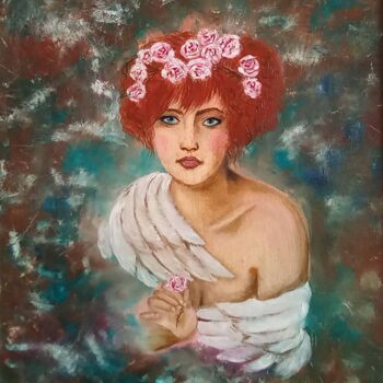 Painting titled "Angel for you" by Elena Pimenova, Original Artwork, Oil