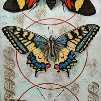 Pintura titulada "butterflies 1." por Elena Pimenova, Obra de arte original, Acrílico