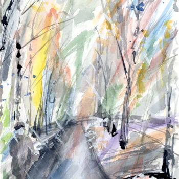Painting titled "The thaw" by Elena Poigina, Original Artwork, Watercolor