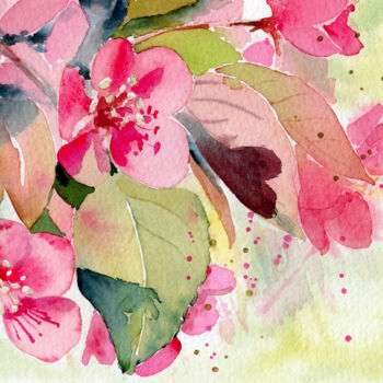 Картина под названием "Apple blossom #1" - Elena Poigina, Подлинное произведение искусства, Акварель