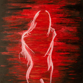 Картина под названием "Red and black silho…" - Elena Polak, Подлинное произведение искусства, Масло Установлен на Деревянная…