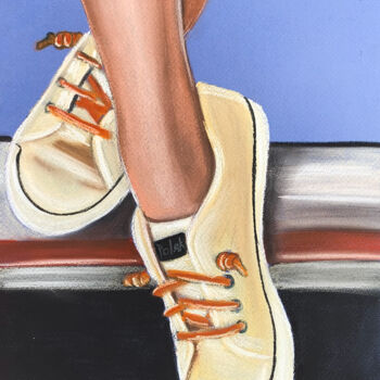 Desenho intitulada "Sneakers - small dr…" por Elena Polak, Obras de arte originais, Pastel