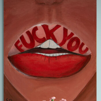 Arte digital titulada "Red lips fuck you P…" por Elena Polak, Obra de arte original, Trabajo Digital 2D