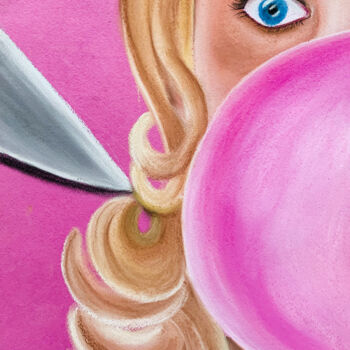Drawing titled "Blonde lady with bu…" by Elena Polak, Original Artwork, Pastel