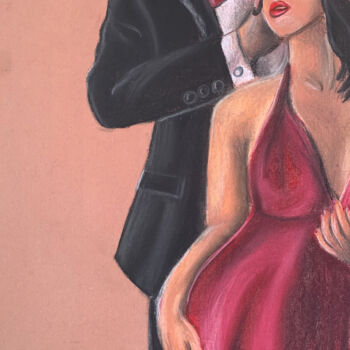 Desenho intitulada "Sexy couple in love…" por Elena Polak, Obras de arte originais, Pastel