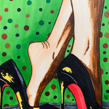 Σχέδιο με τίτλο "High black heels gr…" από Elena Polak, Αυθεντικά έργα τέχνης, Μαρκαδόρος
