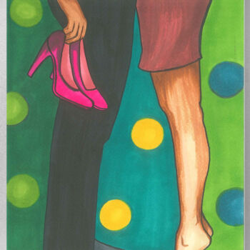 Artes digitais intitulada "Couple in love dati…" por Elena Polak, Obras de arte originais, Trabalho Digital 2D
