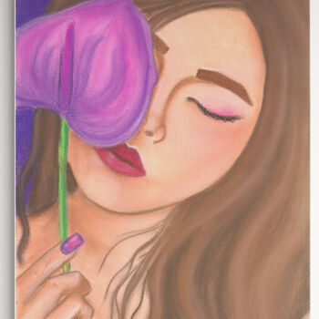 Digital Arts titled "Very peri flower gi…" by Elena Polak, Original Artwork, 2D Digital Work
