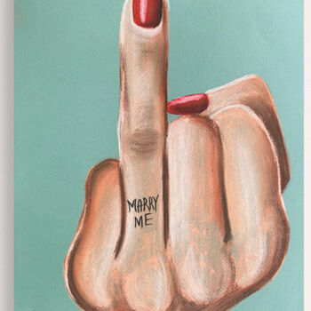 Prenten & gravures getiteld "Marry me sign print…" door Elena Polak, Origineel Kunstwerk, Digitale afdruk Gemonteerd op Fram…