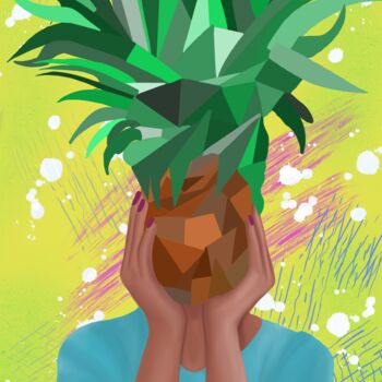 Digital Arts με τίτλο "Crazy pineapple - b…" από Elena Polak, Αυθεντικά έργα τέχνης, Ψηφιακή ζωγραφική