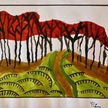 Malerei mit dem Titel "Nature japonaise" von Eléna Rainaud, Original-Kunstwerk, Acryl