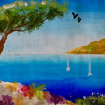 Painting titled "Azur" by Eléna Rainaud, Original Artwork, Acrylic