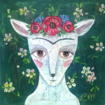 Картина под названием "Фрида" - Елена Разина, Подлинное произведение искусства, Акрил Установлен на Деревянная рама для носи…
