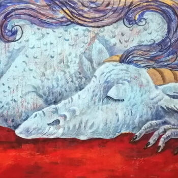 Картина под названием "Year of the Dragon" - Елена Разина, Подлинное произведение искусства, Акрил Установлен на Деревянная…