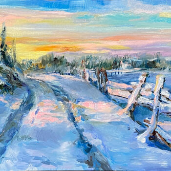 Painting titled "Winter winter. Wint…" by Elena Reutova, Original Artwork, Oil