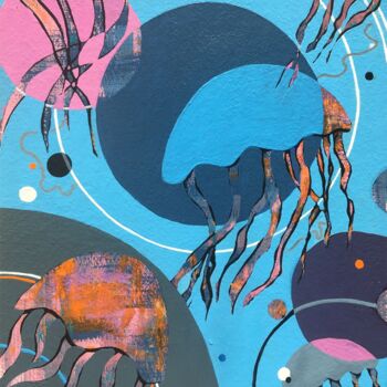Painting titled "Jellyfish Dance" by Elena Salomon, Original Artwork, Tempera