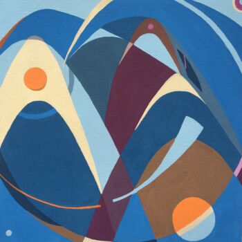 Картина под названием "Buoys Painting Abst…" - Elena Salomon, Подлинное произведение искусства, Темпера