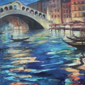 Картина под названием "Вечерняя Венеция. М…" - Елена Самойлик, Подлинное произведение искусства, Масло