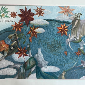 Disegno intitolato "Anice stellato" da Elena Semina, Opera d'arte originale, Pennarello