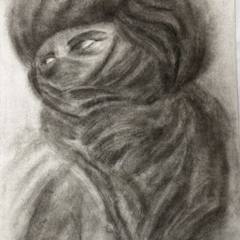 Drawing titled ""Tuareg"" by Elena Semina, Original Artwork, Charcoal
