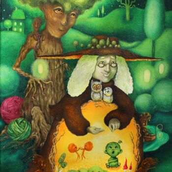 Картина под названием "Волшебный лес или т…" - Елена Шерова, Подлинное произведение искусства, Масло
