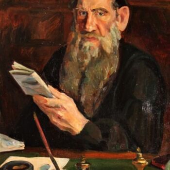 Ζωγραφική με τίτλο "Л.Н.Толстой" από Елена Шершова, Αυθεντικά έργα τέχνης, Λάδι