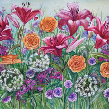 Painting titled "Garden sweet garden" by Elena Shichko, Original Artwork, Watercolor