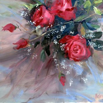 Peinture intitulée "Red rose" par Elena Shipunova, Œuvre d'art originale, Huile