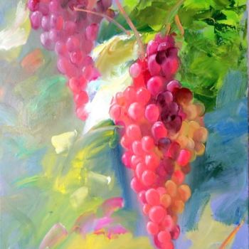 Painting titled "Grape vine." by Elena Shipunova, Original Artwork, Oil