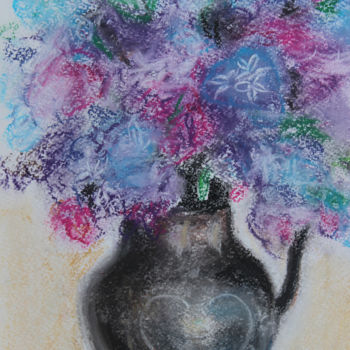 Painting titled "flowers-purple.jpg" by The Color Of Life, Original Artwork, Pastel