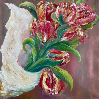 Картина под названием "7 Tulips" - Elena Sukhanova (SEA), Подлинное произведение искусства, Масло