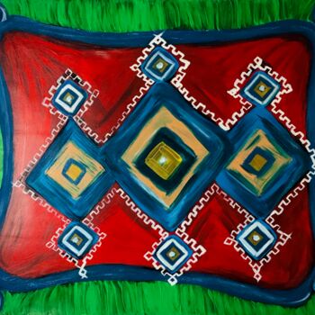 Painting titled "Berber pillow" by Elena Suprema, Original Artwork, Acrylic