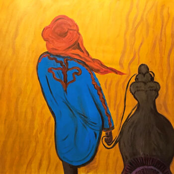 Painting titled "Tuareg with camel i…" by Elena Suprema, Original Artwork, Acrylic