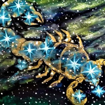 Painting titled "Constellation Scorp…" by Elena Titenko (LeTi), Original Artwork, Acrylic Mounted on Wood Stretcher frame