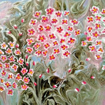 Pittura intitolato "Pink meadow carnati…" da Elena Titenko (LeTi), Opera d'arte originale, Acrilico Montato su Telaio per ba…