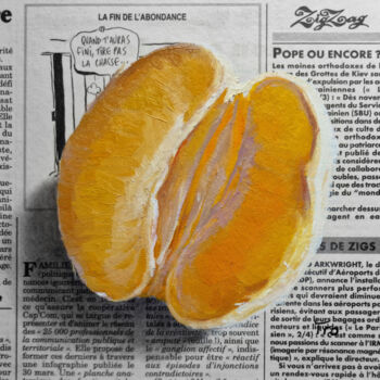 Peinture intitulée "Orange 15x15" par Elena Tronina, Œuvre d'art originale, Huile