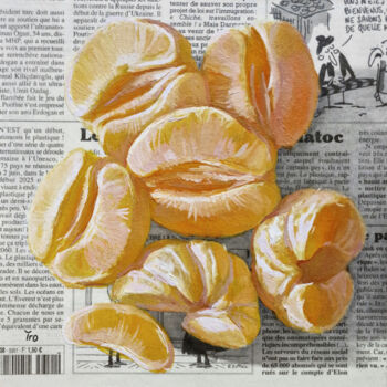 Painting titled "Mandarinen 3" by Elena Tronina, Original Artwork, Oil